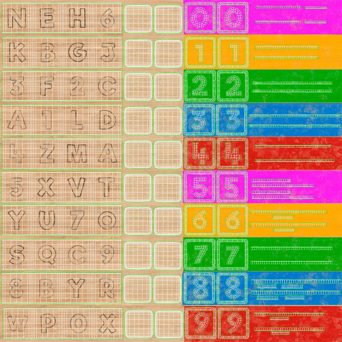 Alphabet Blocks Low-poly 3D model_16