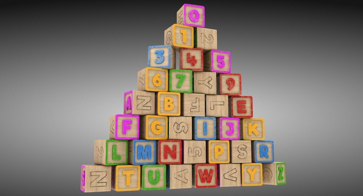 Alphabet Blocks Low-poly 3D model_2