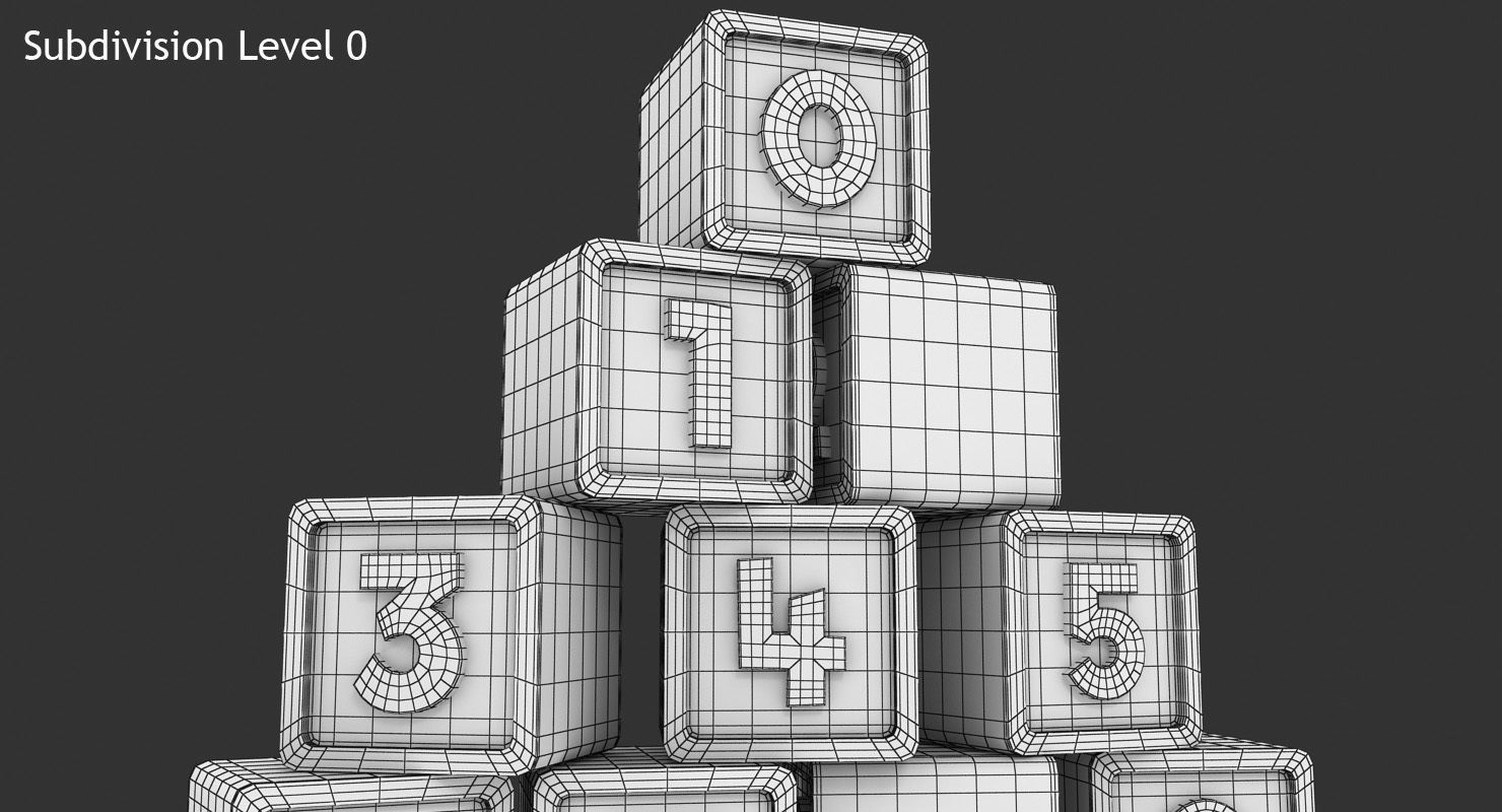 Alphabet Blocks Low-poly 3D model_11