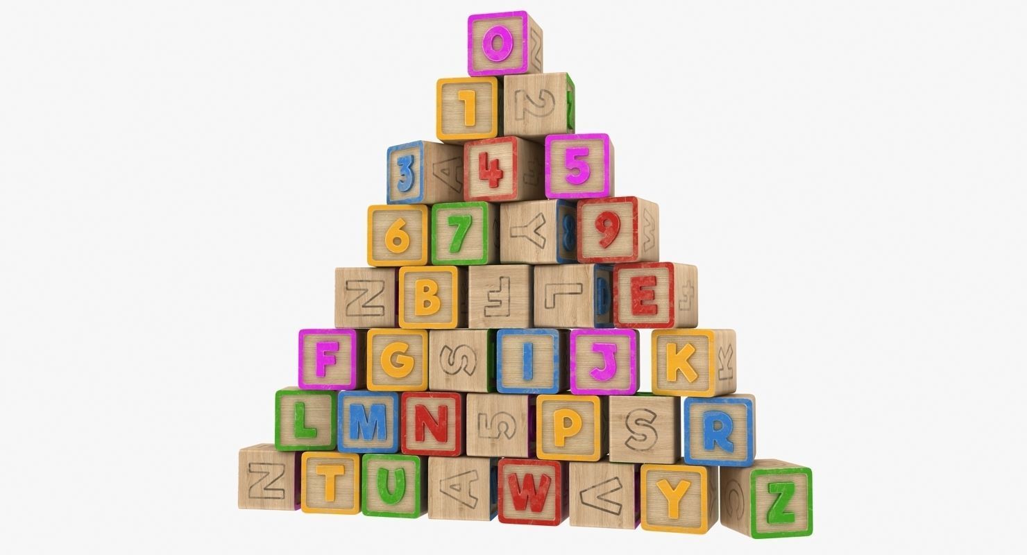 Alphabet Blocks Low-poly 3D model_3