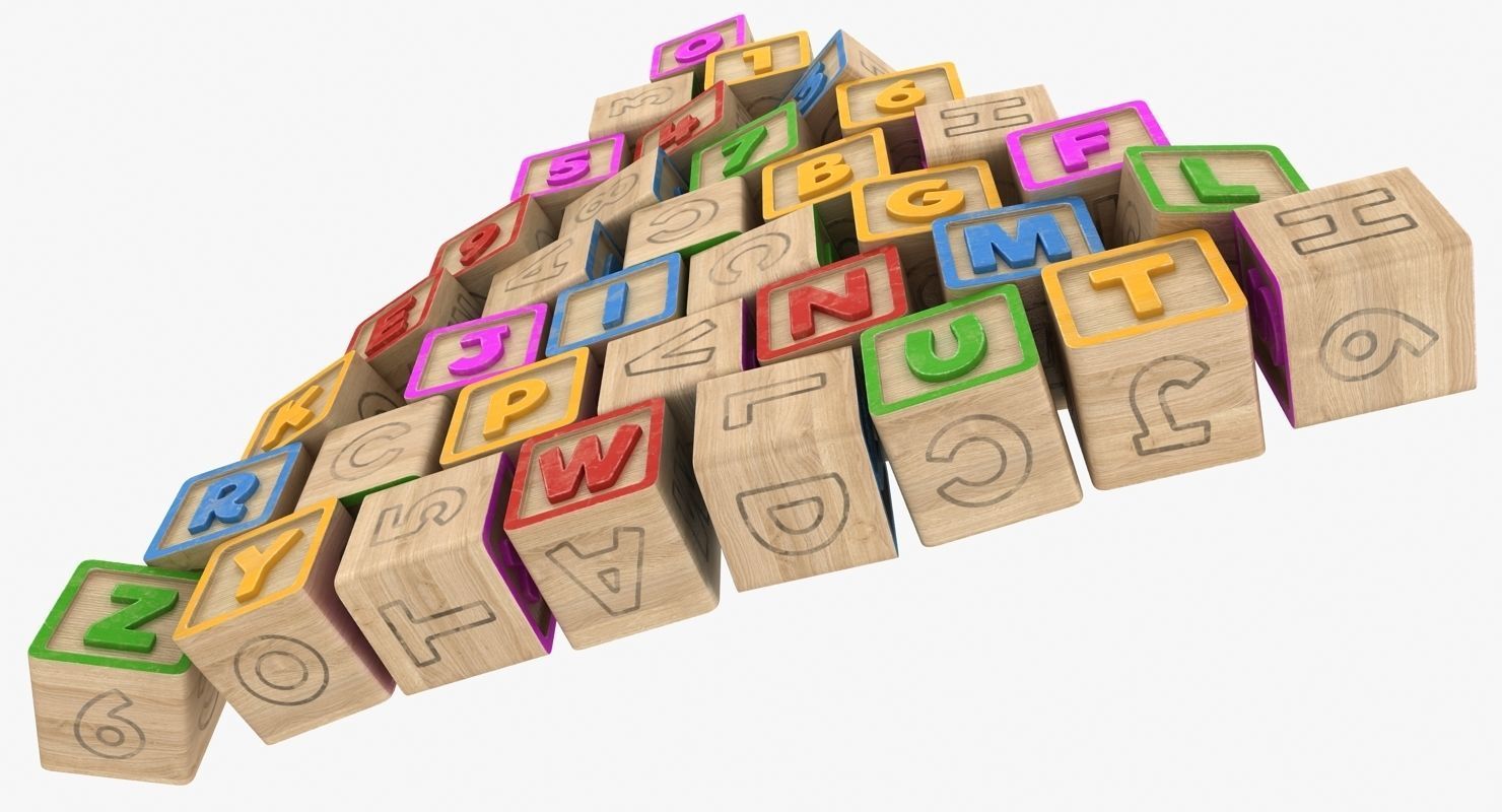Alphabet Blocks Low-poly 3D model_5