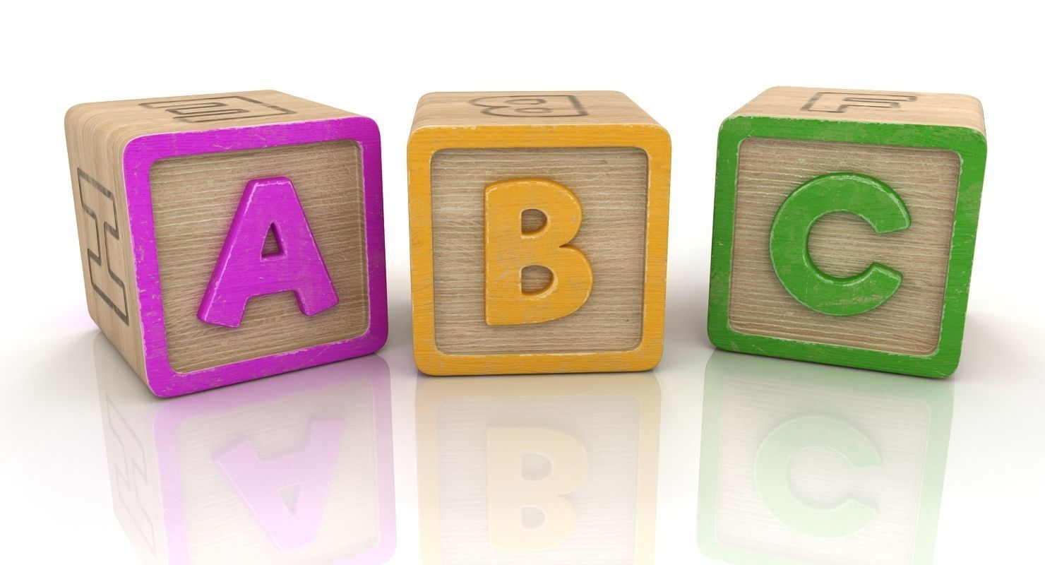 Alphabet Blocks Low-poly 3D model_6