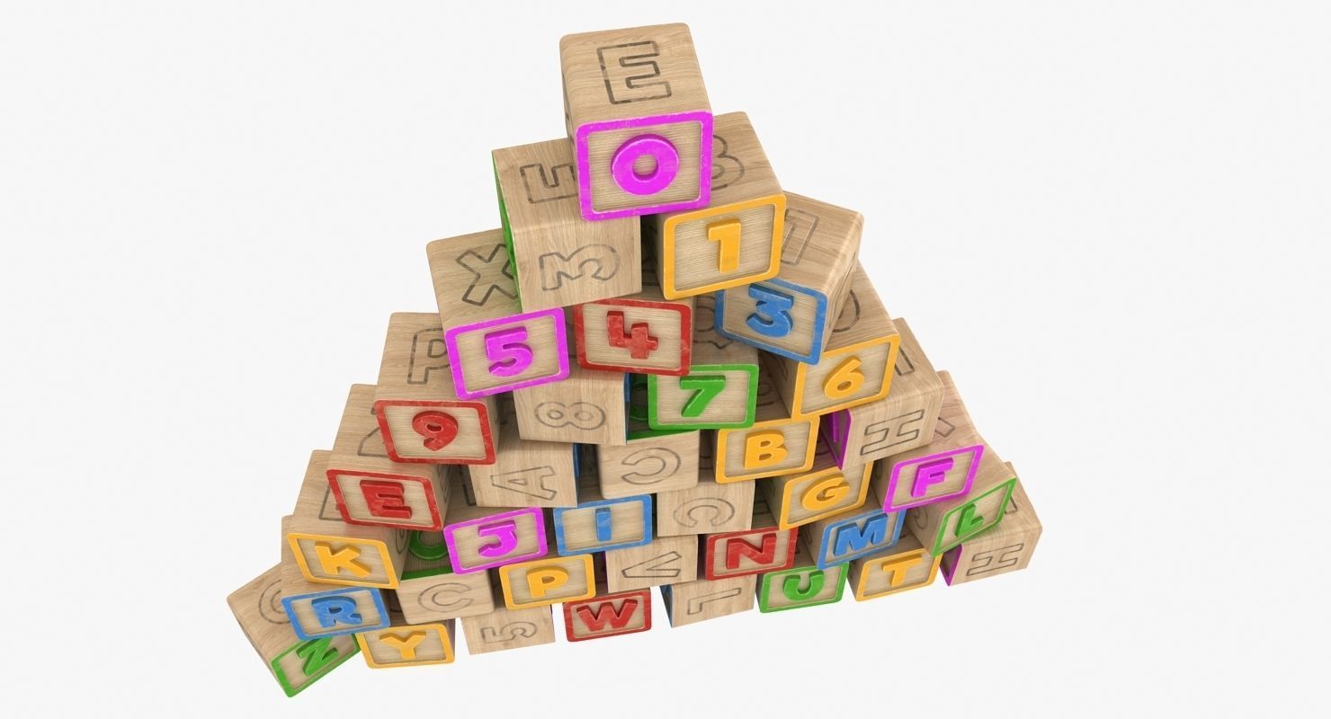 Alphabet Blocks Low-poly 3D model_4