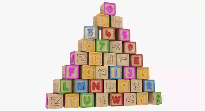 Alphabet Blocks Low-poly 3D model