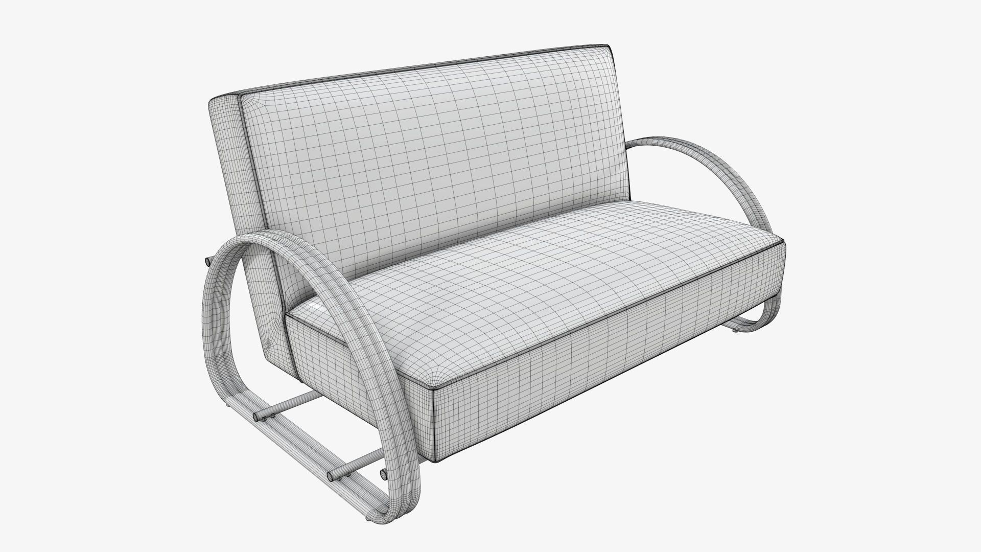 Loveseat sofa 3D model_5