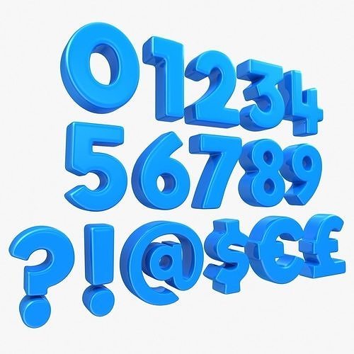 Number and Symbol - Toon Low-poly 3D model