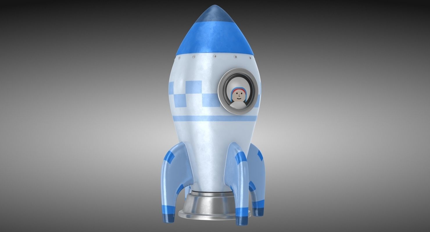Toon Rocket Low-poly 3D model_2