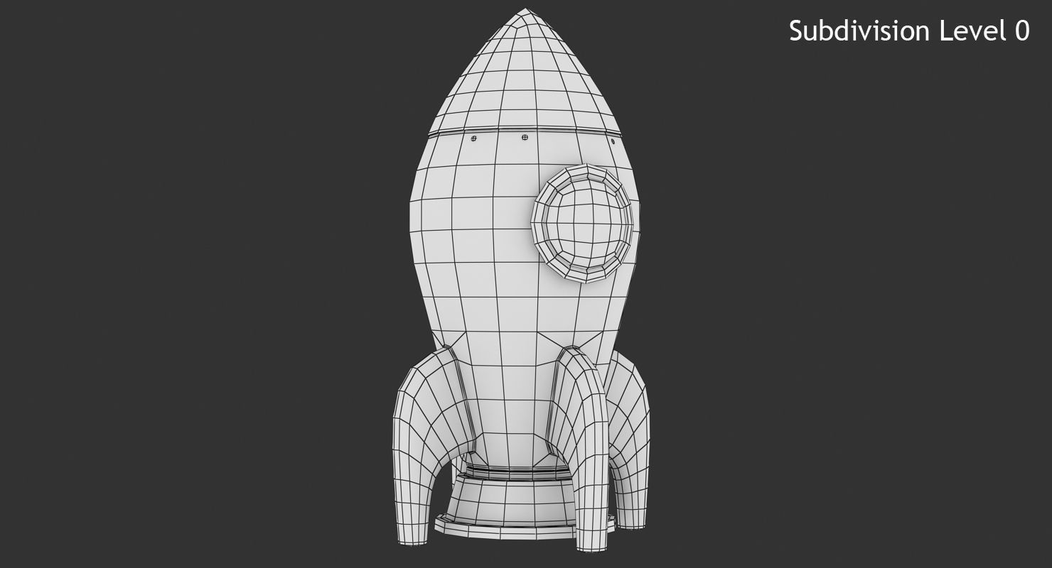 Toon Rocket Low-poly 3D model_9