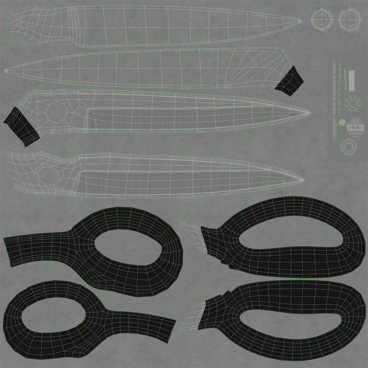 Black Scissors Low-poly 3D model_18