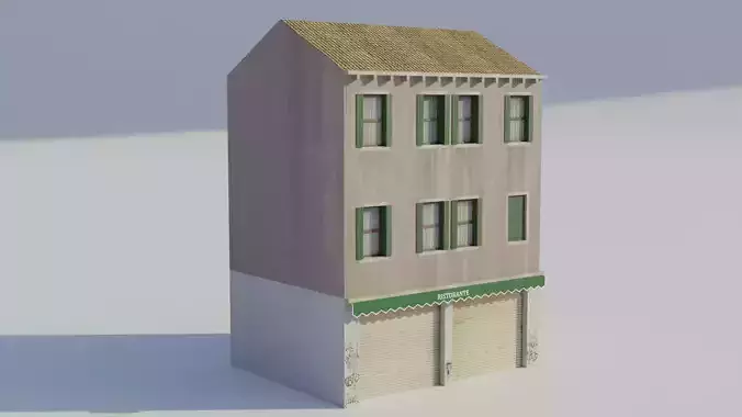 Apartment Building Restaurant - Low-poly PBR Low-poly 3D model