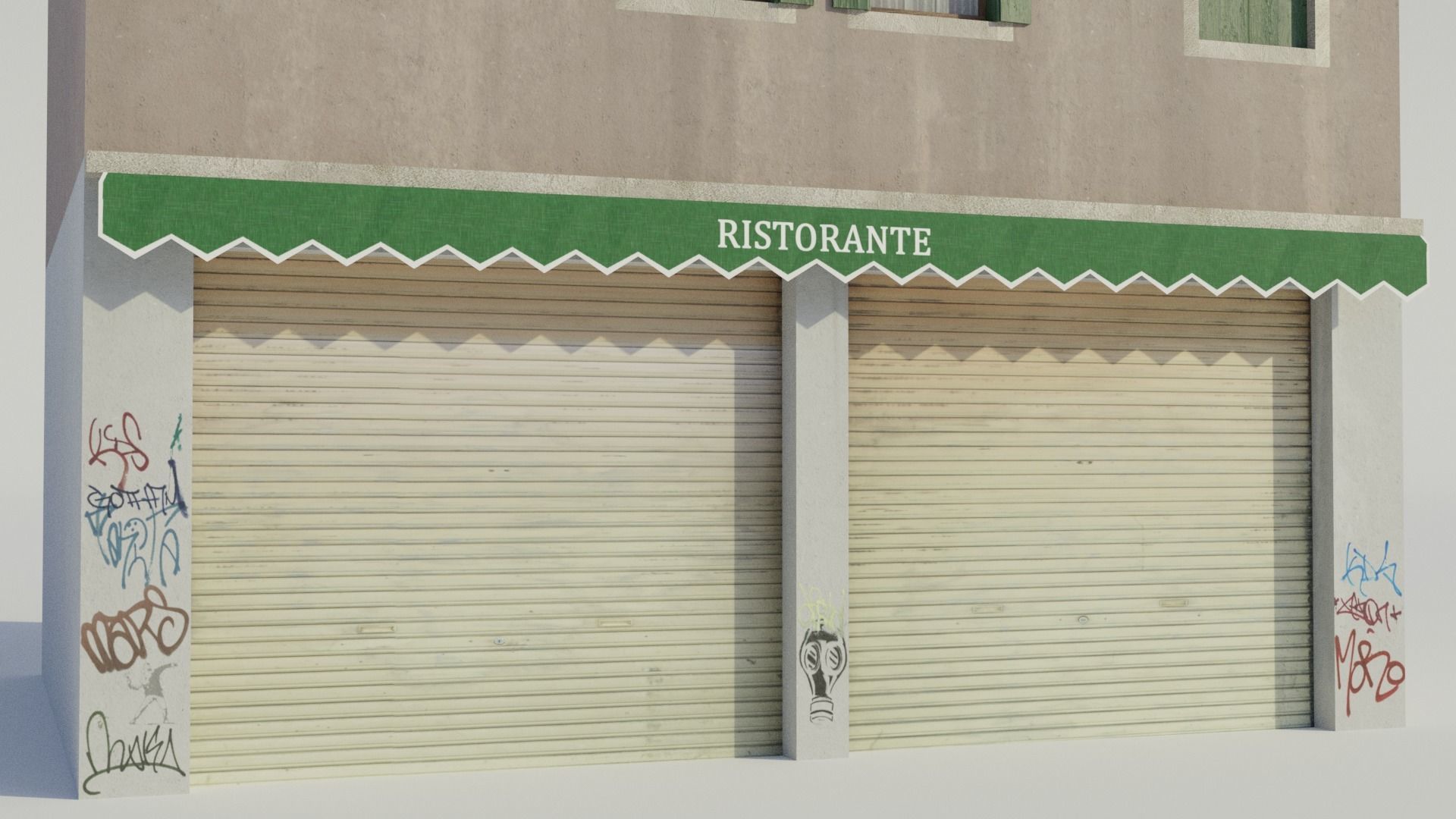 Apartment Building Restaurant - Low-poly PBR Low-poly 3D model_5