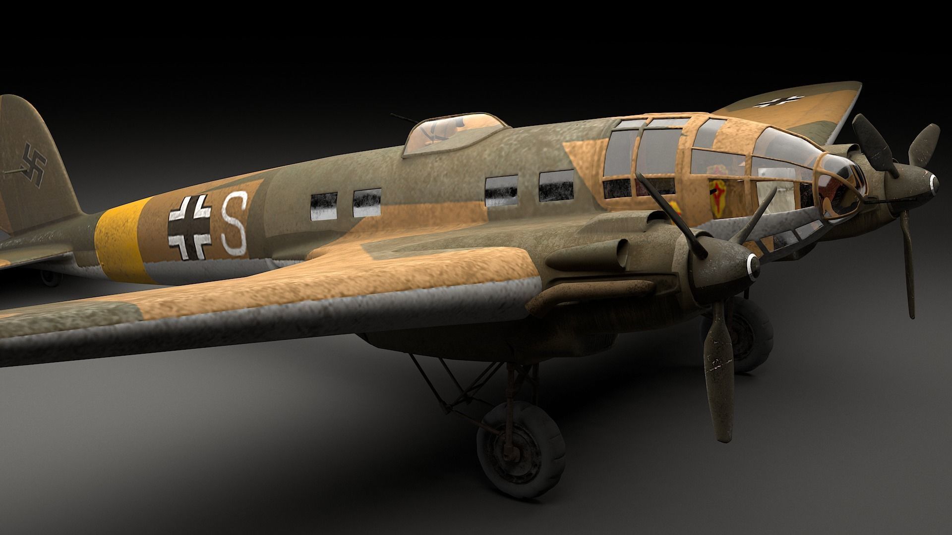 Heinkel He 111 german bomber 3D model_8