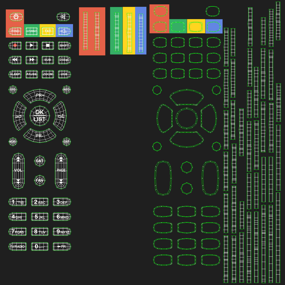 Black Remote Control Low-poly 3D model_19