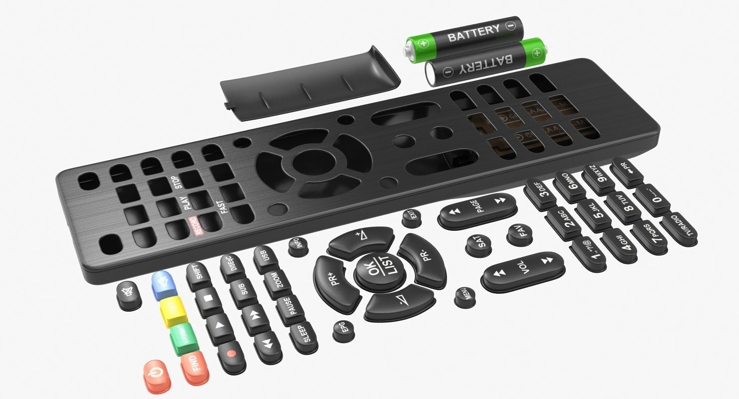 Black Remote Control Low-poly 3D model_11