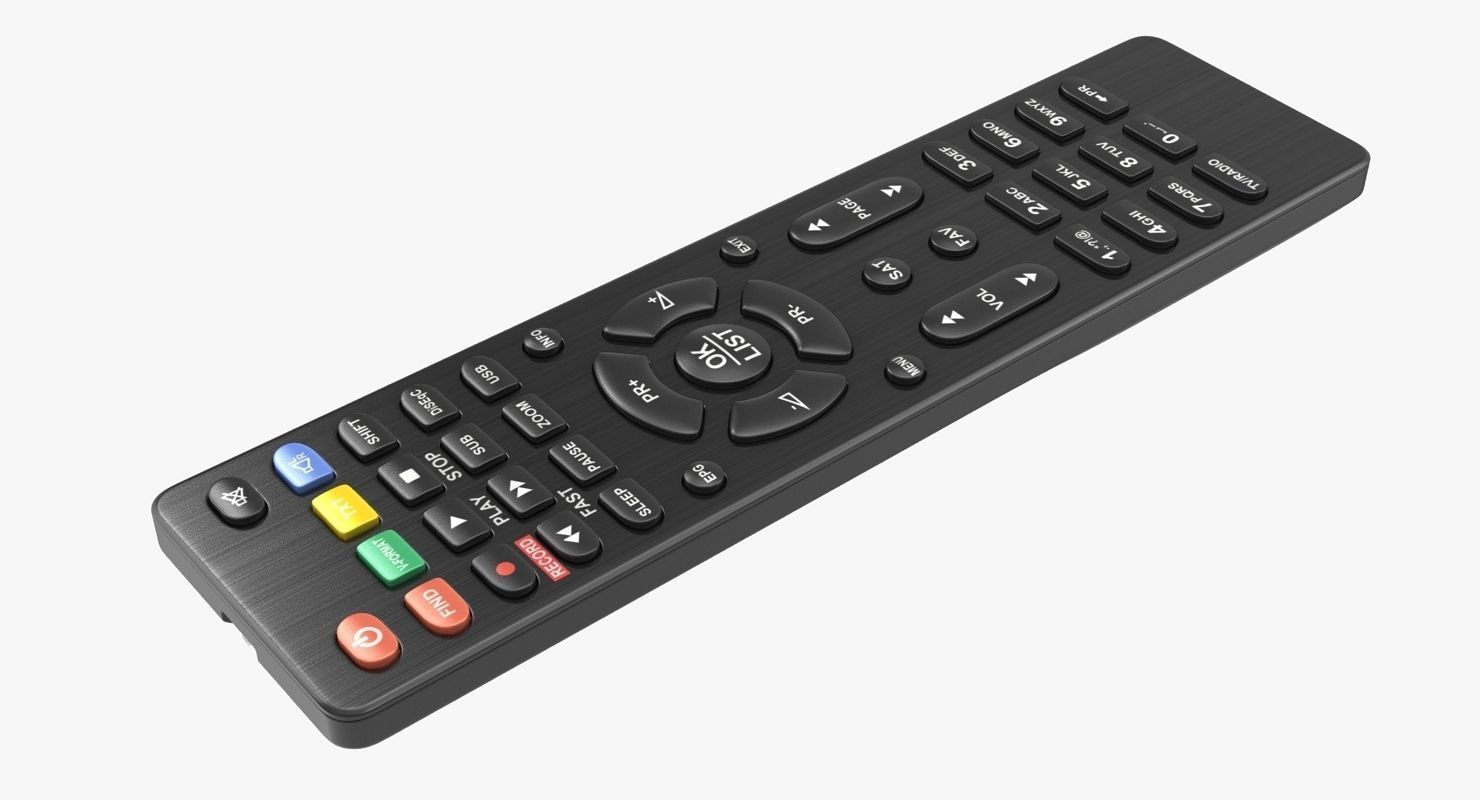 Black Remote Control Low-poly 3D model_1