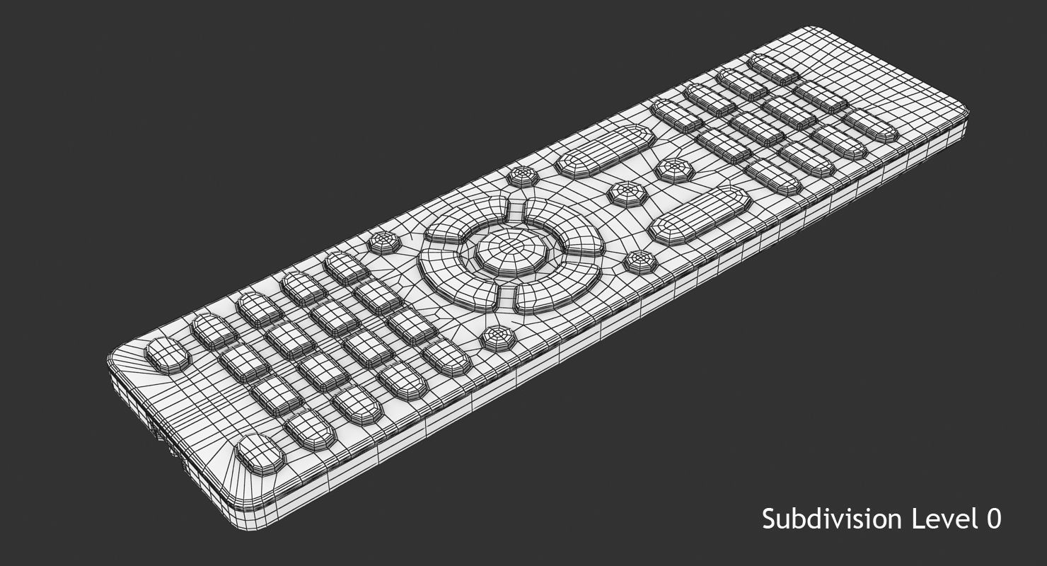 Black Remote Control Low-poly 3D model_12