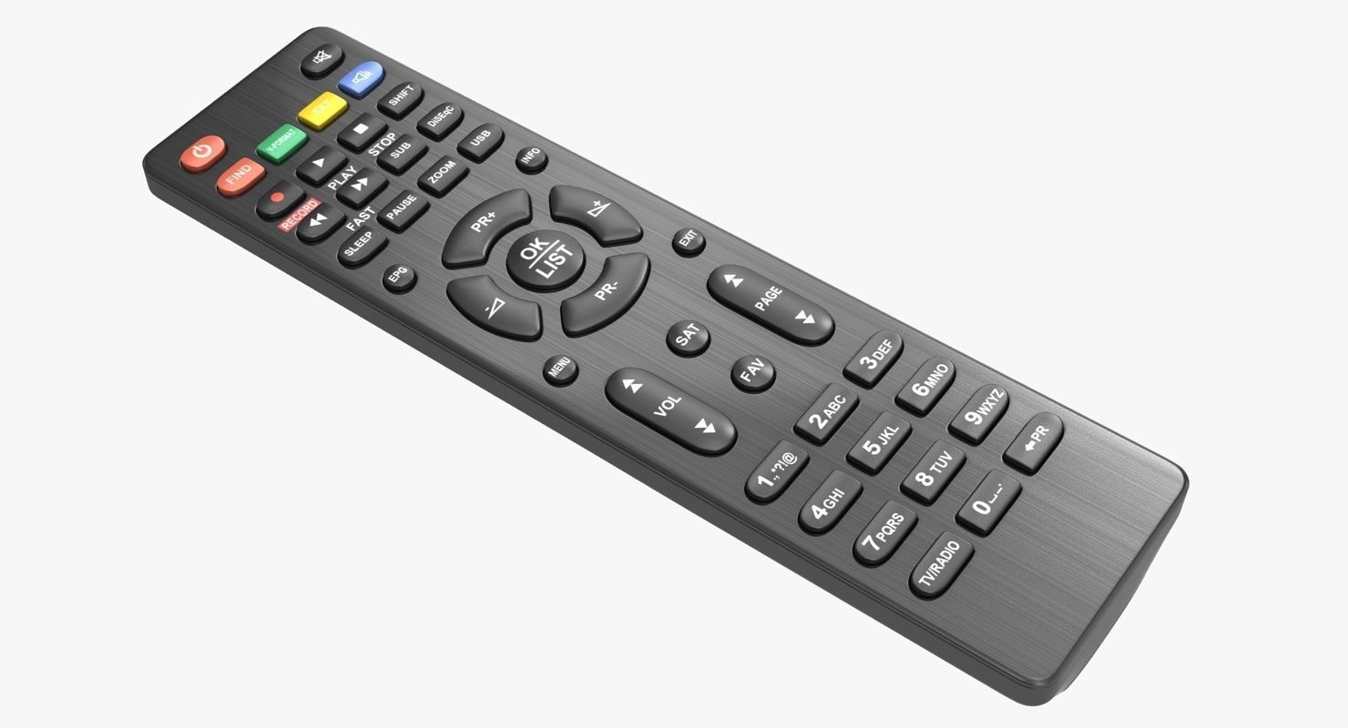 Black Remote Control Low-poly 3D model_3