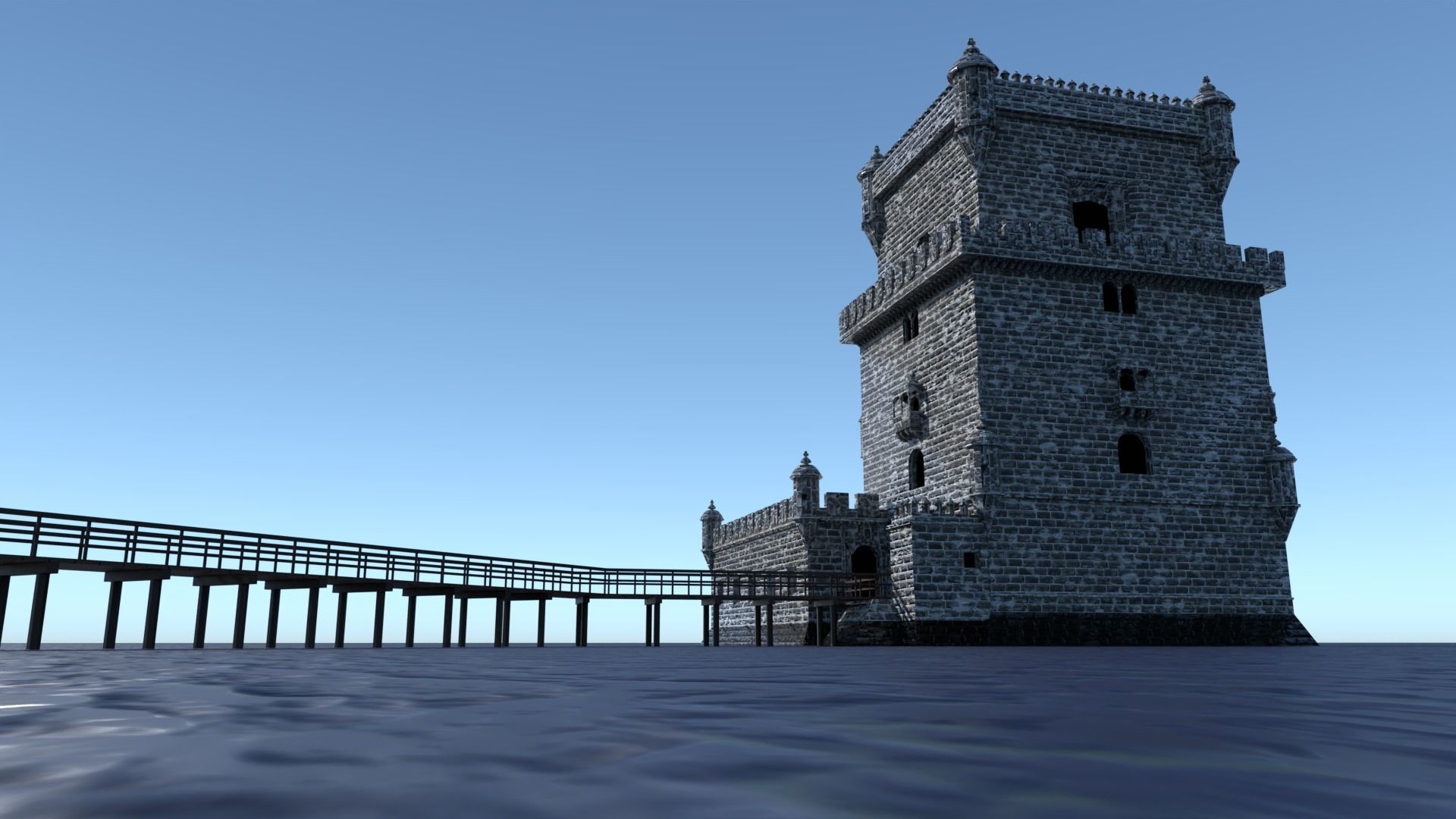Belem Tower Low-poly 3D model_5