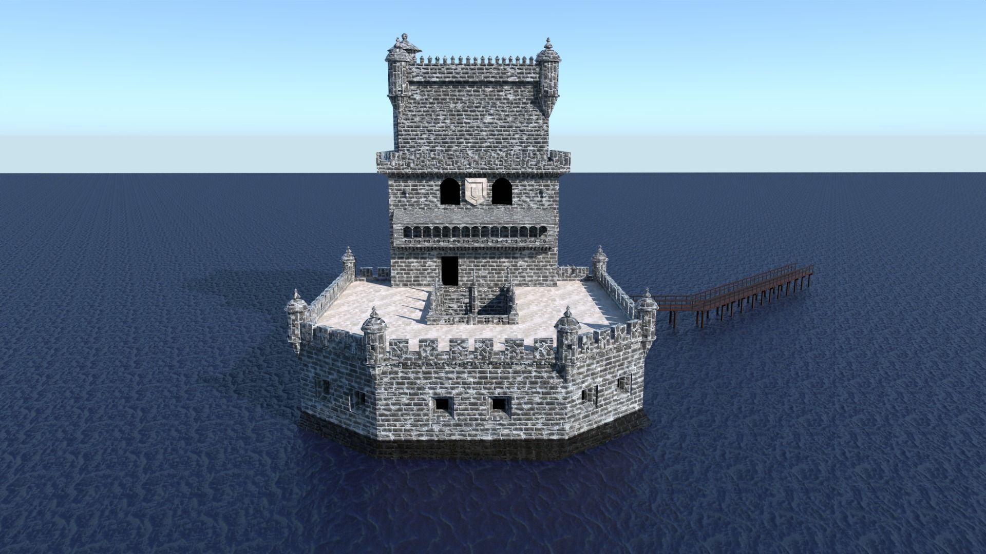 Belem Tower Low-poly 3D model_4