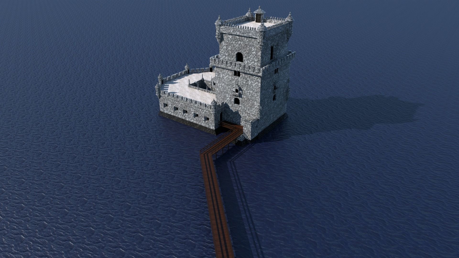 Belem Tower Low-poly 3D model_1