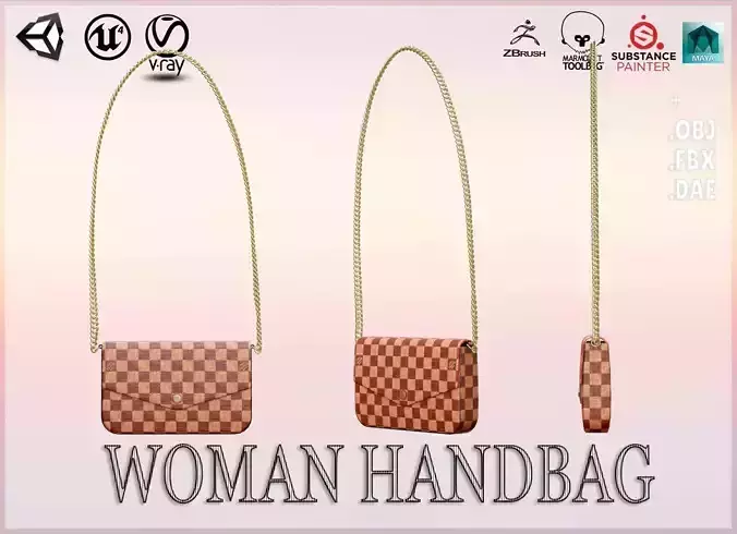 Woman Handbag Louis Vuitton Low-poly 3D model