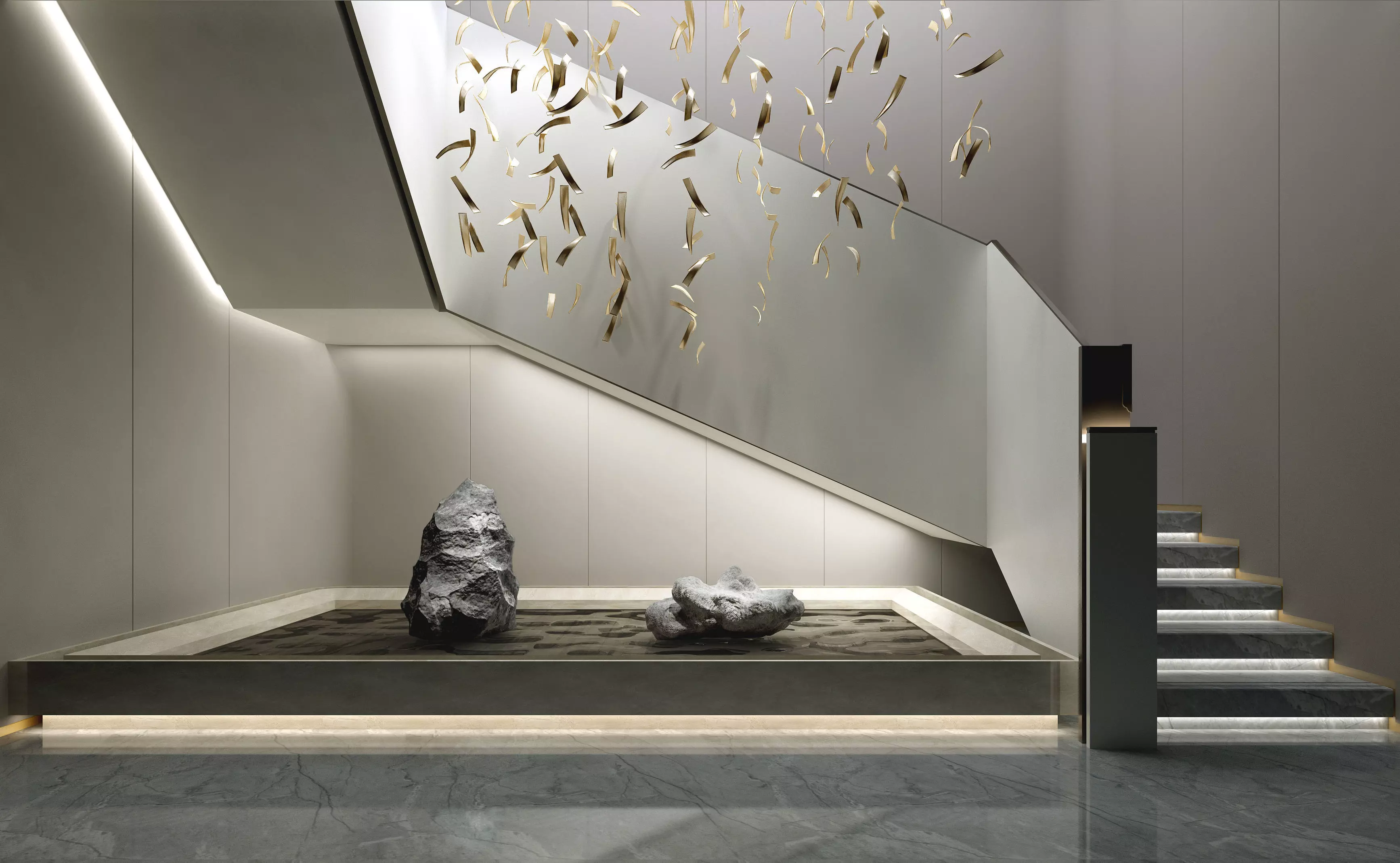 stairwell staircase in modern home 3D model