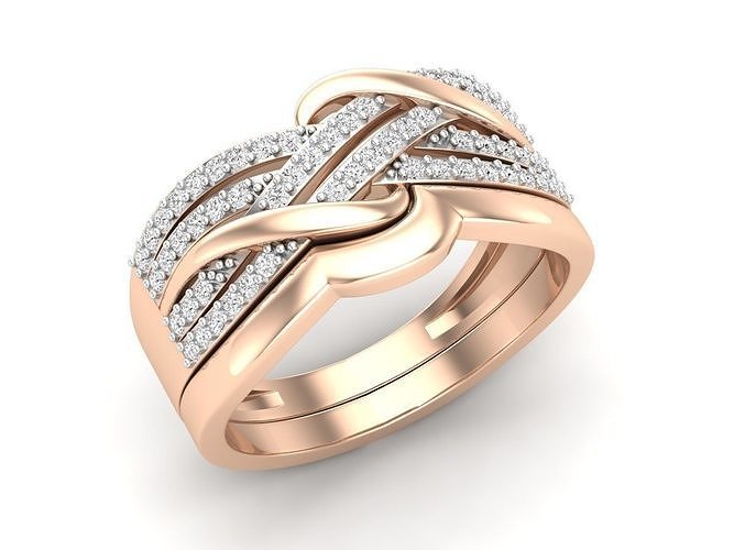 Diamond jewelry ring and band for woman 3D print model