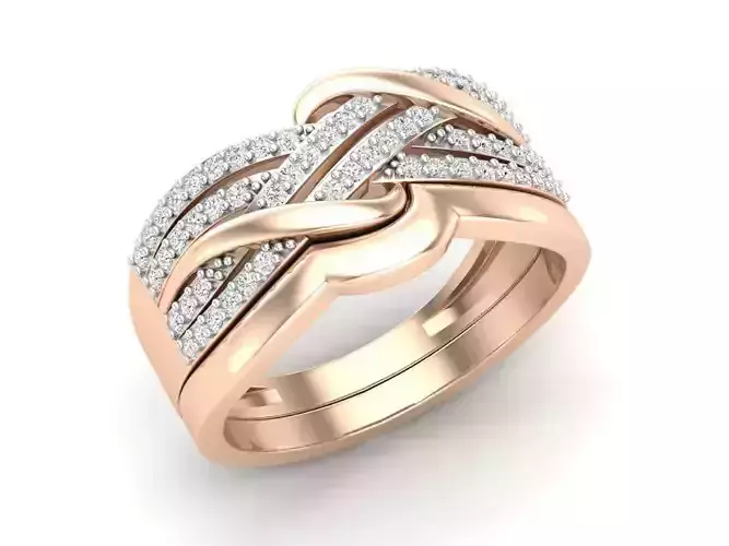 Diamond jewelry ring and band for woman 3D print model