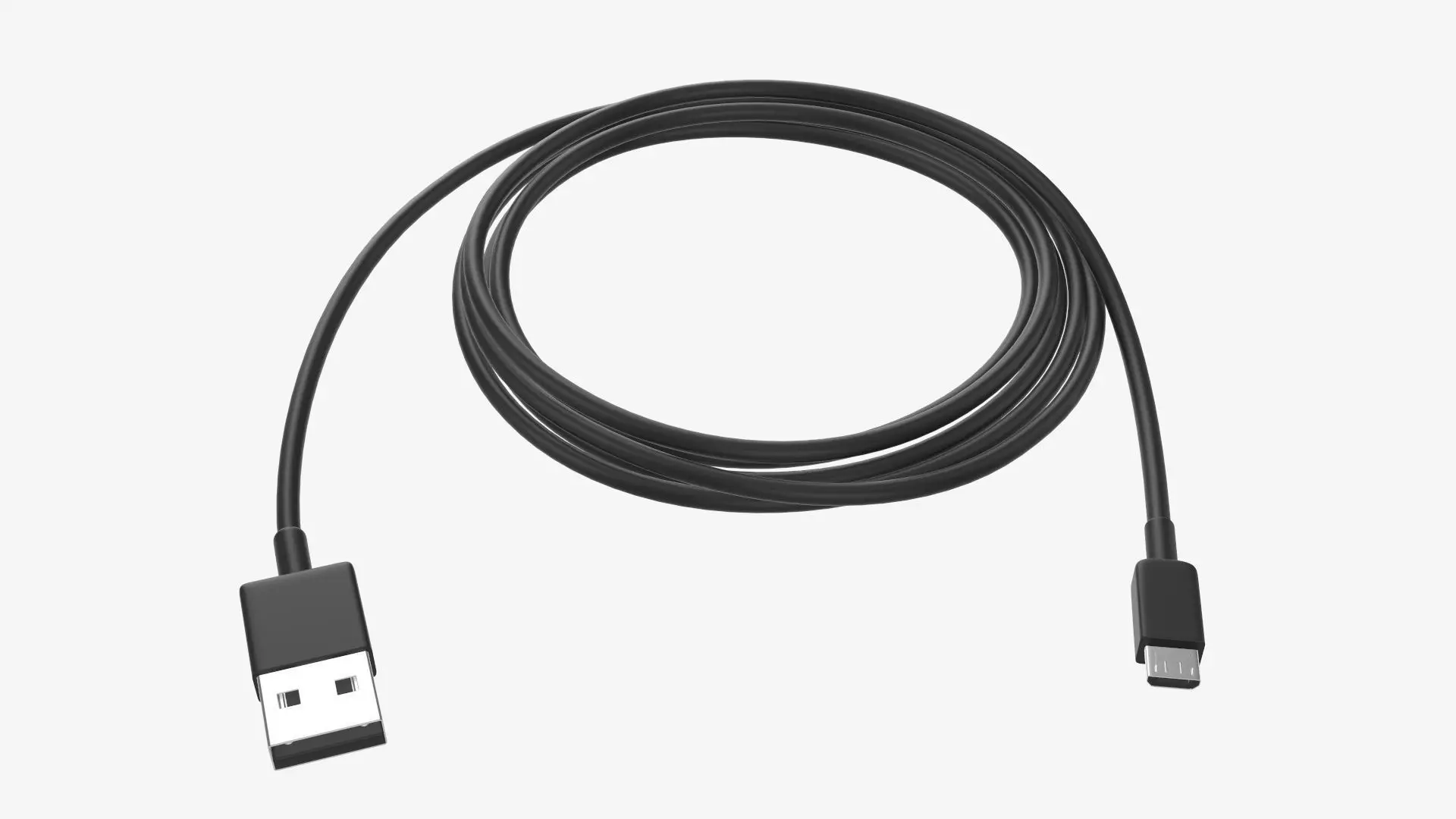 Cable Micro-USB to USB black 3D model