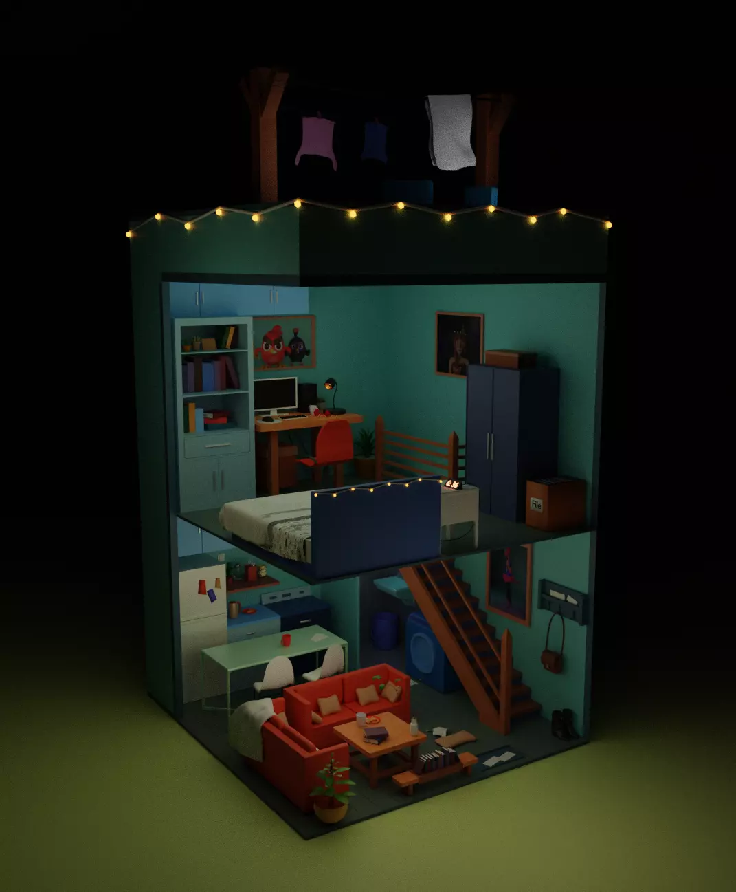 Isometric Room Free 3D model