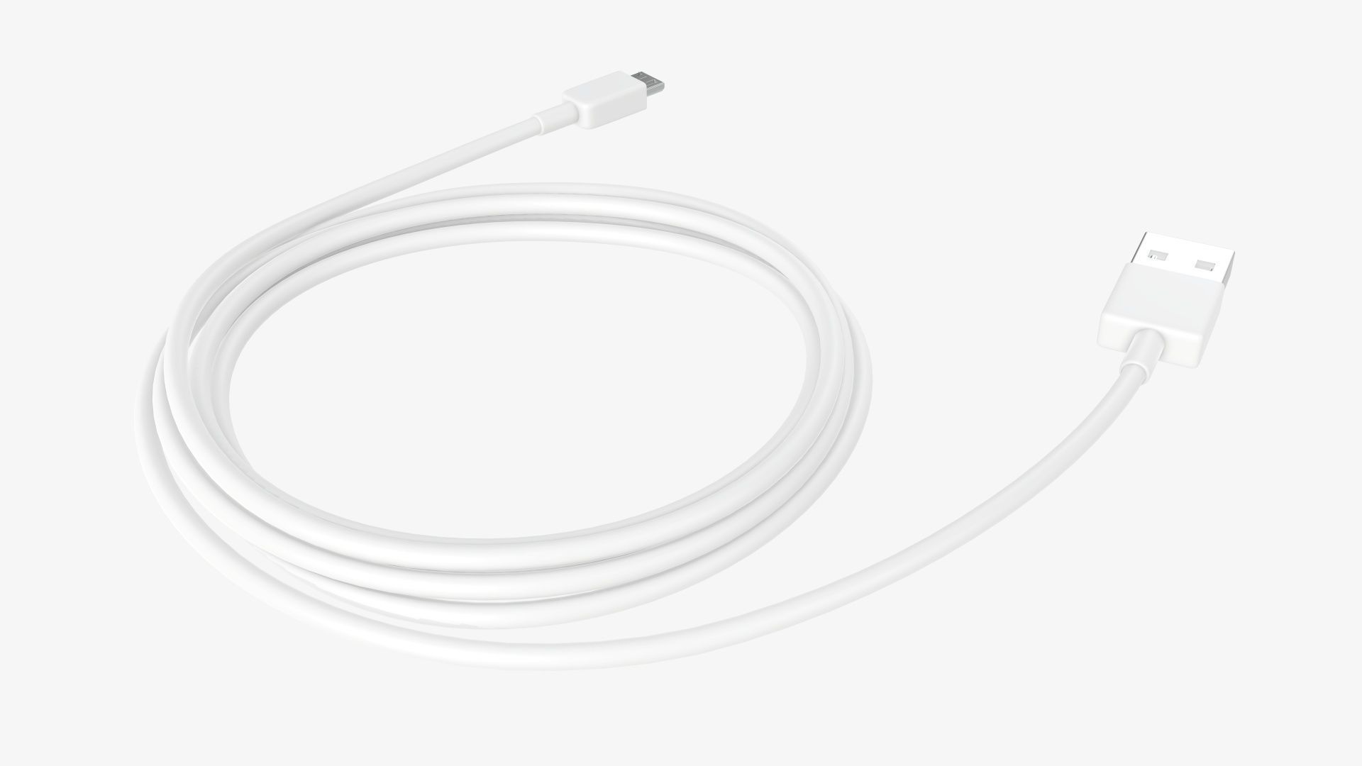 Cable micro-USB to USB white 3D model_1