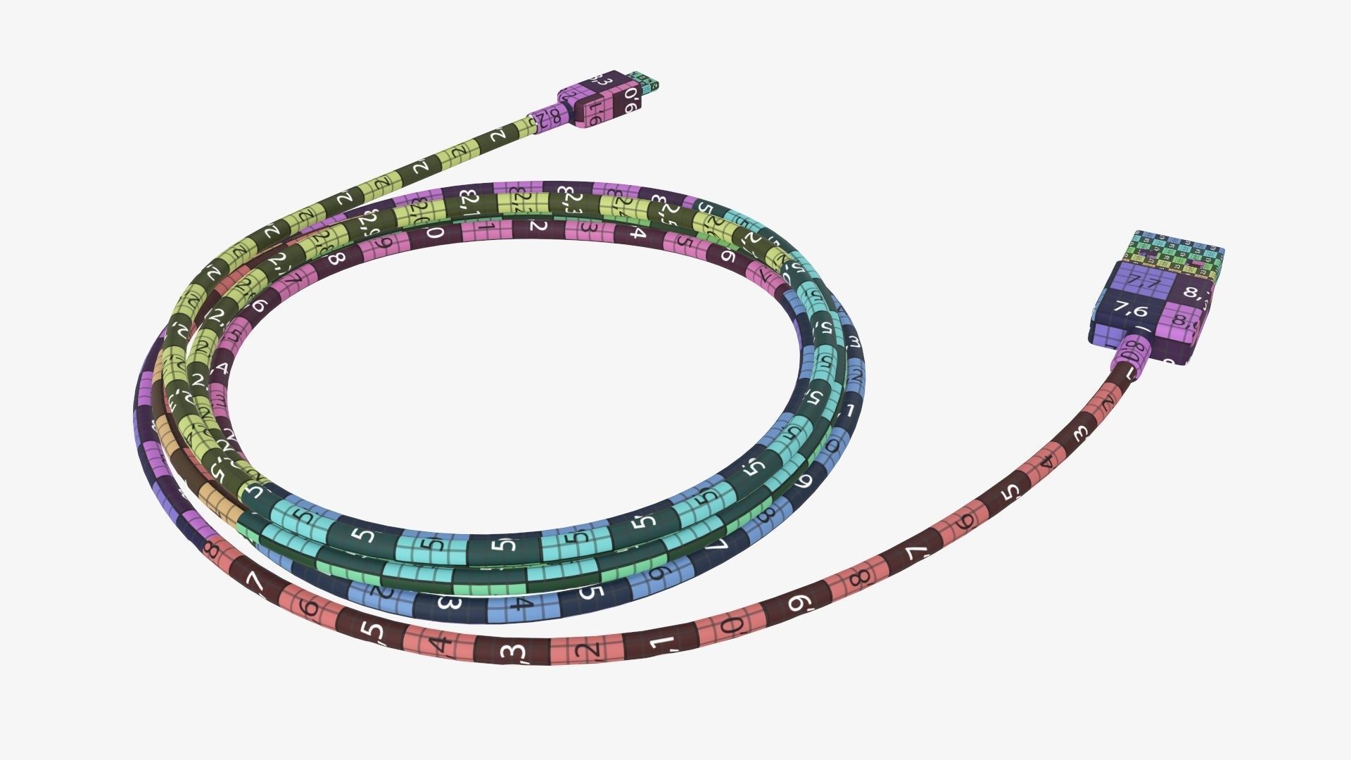 Cable micro-USB to USB white 3D model_11