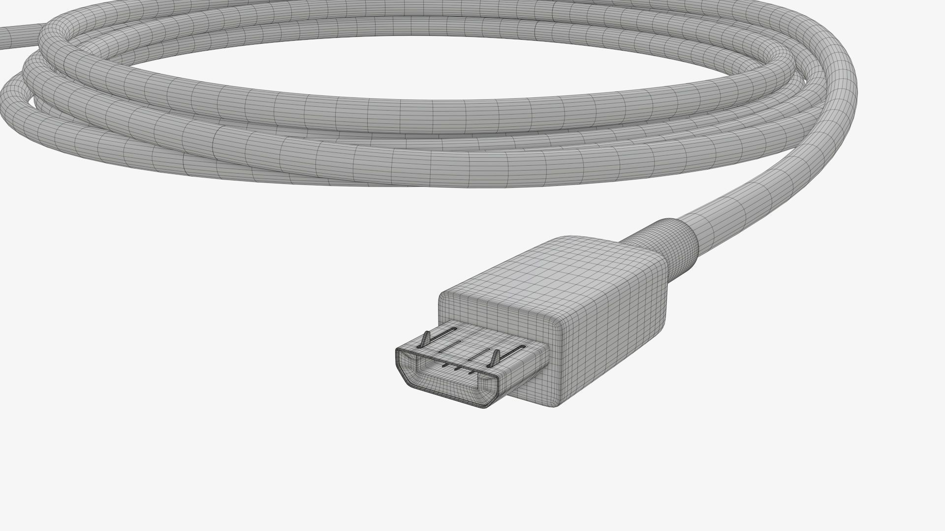 Cable micro-USB to USB white 3D model_9