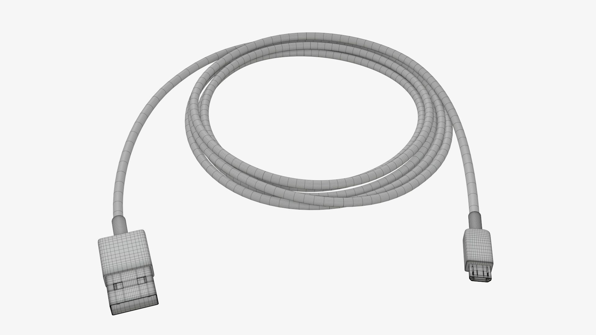 Cable micro-USB to USB white 3D model_5
