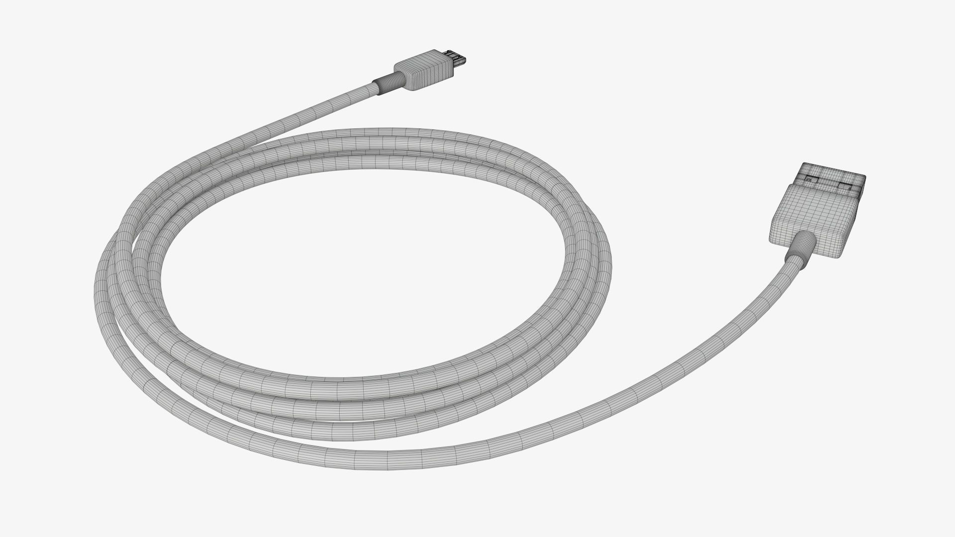 Cable micro-USB to USB white 3D model_6