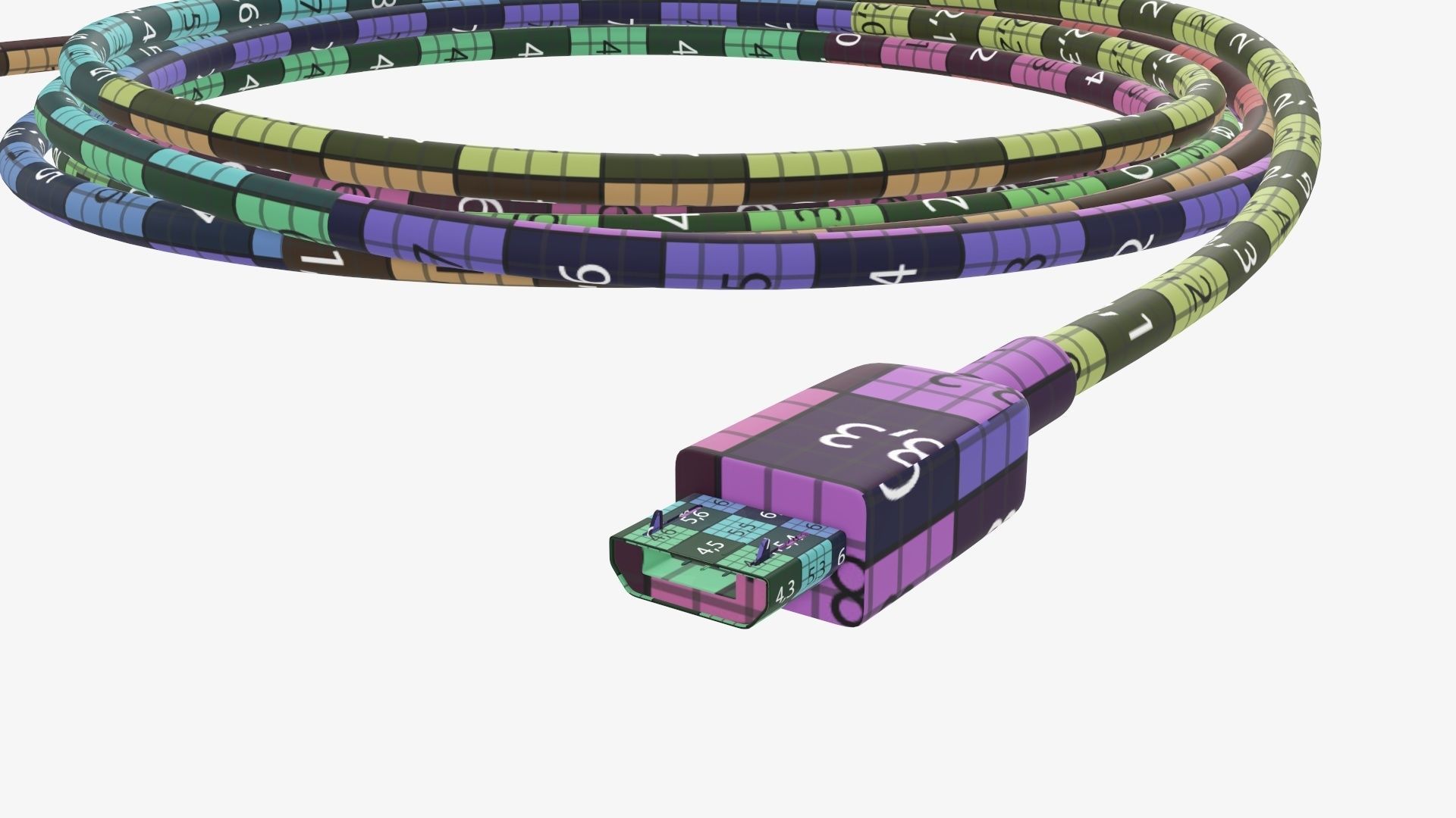 Cable micro-USB to USB white 3D model_14