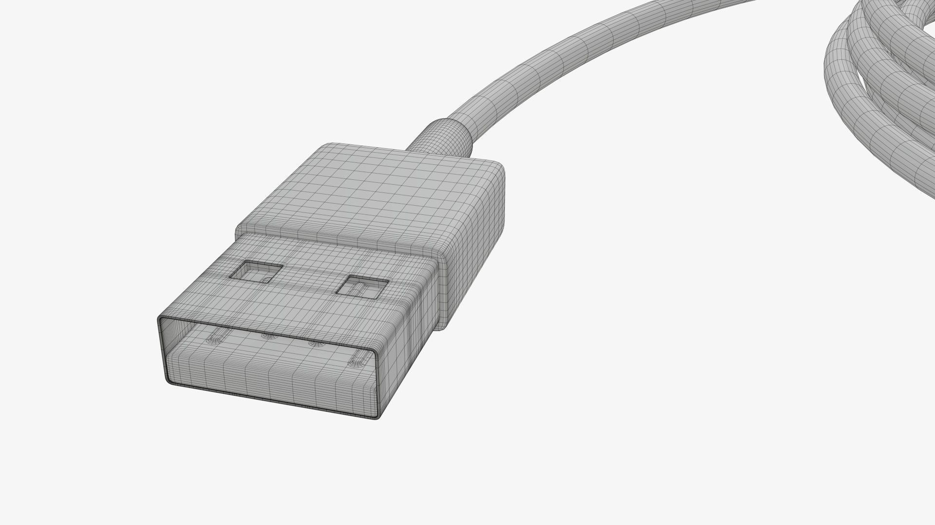 Cable micro-USB to USB white 3D model_8