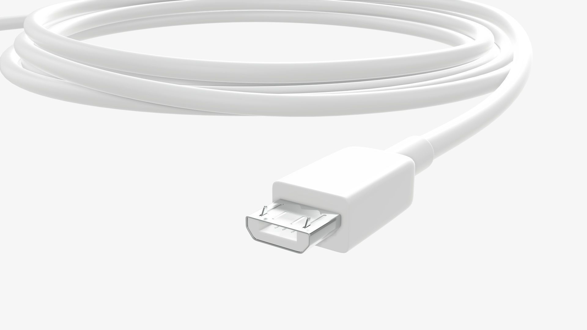 Cable micro-USB to USB white 3D model_4