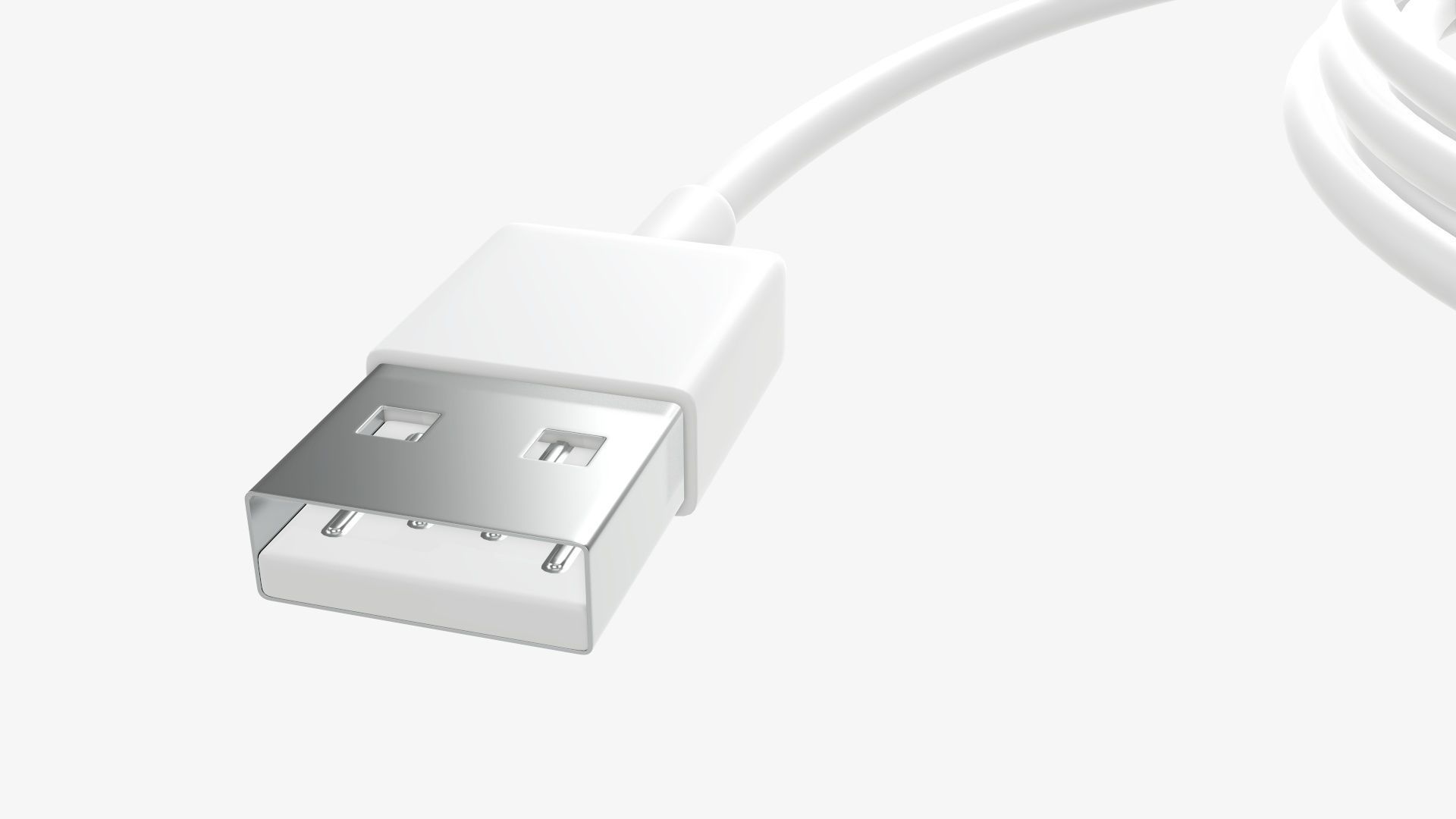 Cable micro-USB to USB white 3D model_3