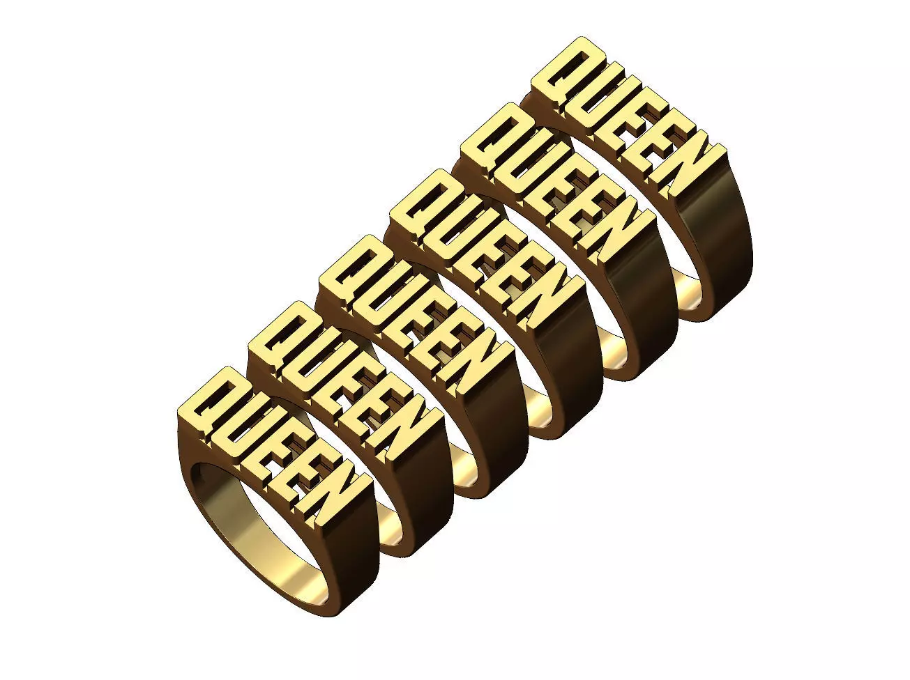 Queen rectangular name ring US size 5to9 3D print model