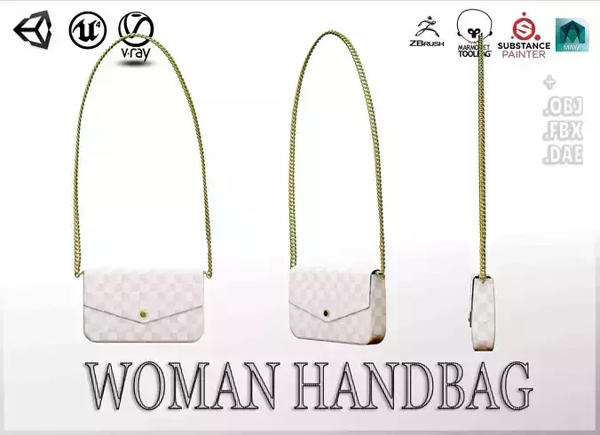 Woman Handbag Louis Vuitton Low-poly 3D model