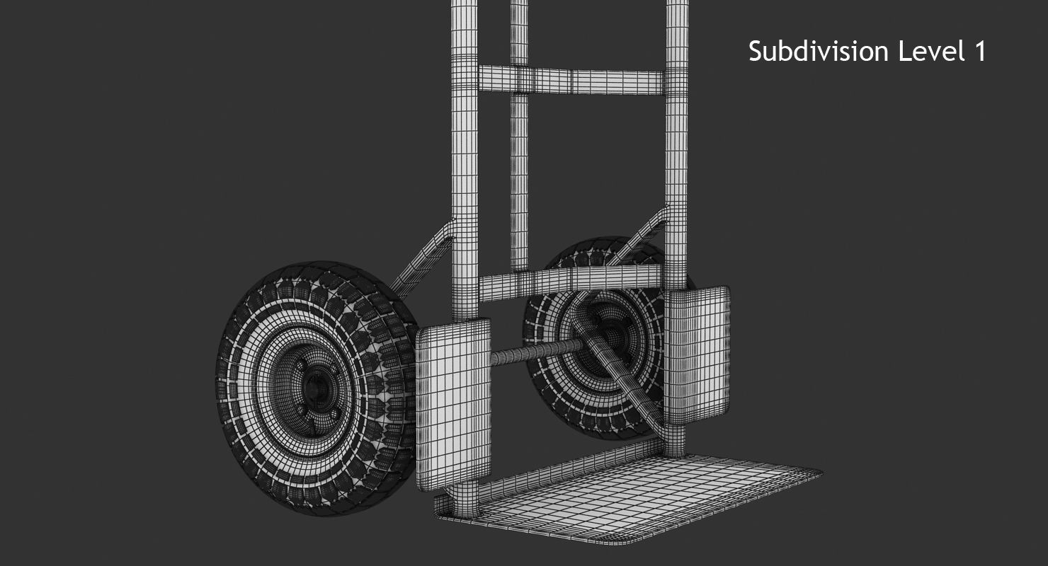 Hand Truck Low-poly 3D model_12