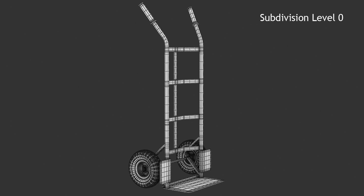 Hand Truck Low-poly 3D model_9