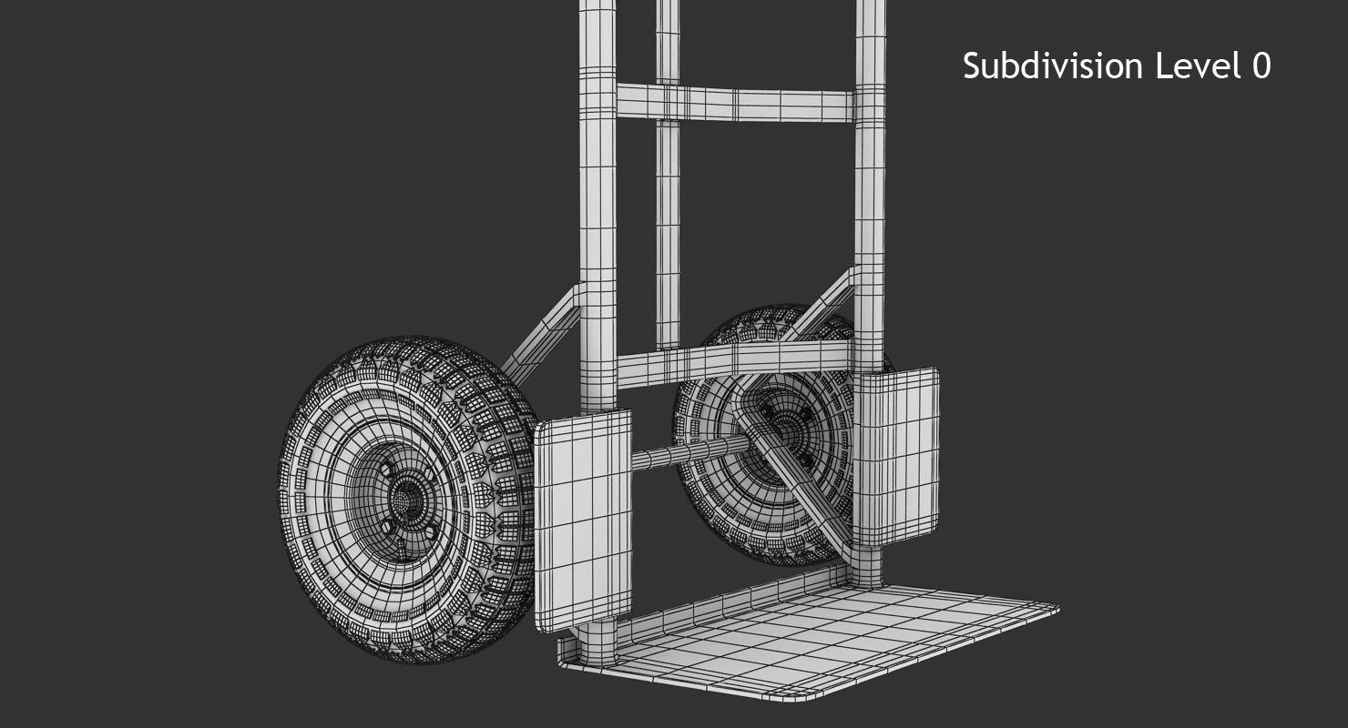 Hand Truck Low-poly 3D model_11