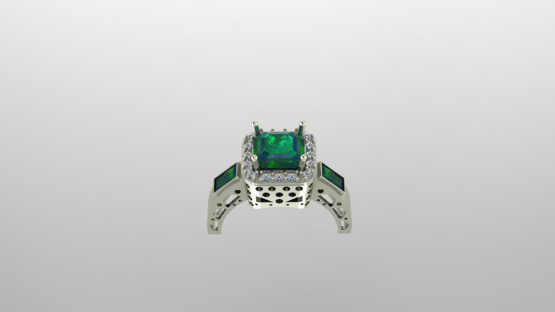 RIING emerald and diamond engagement ring 3D print model_2