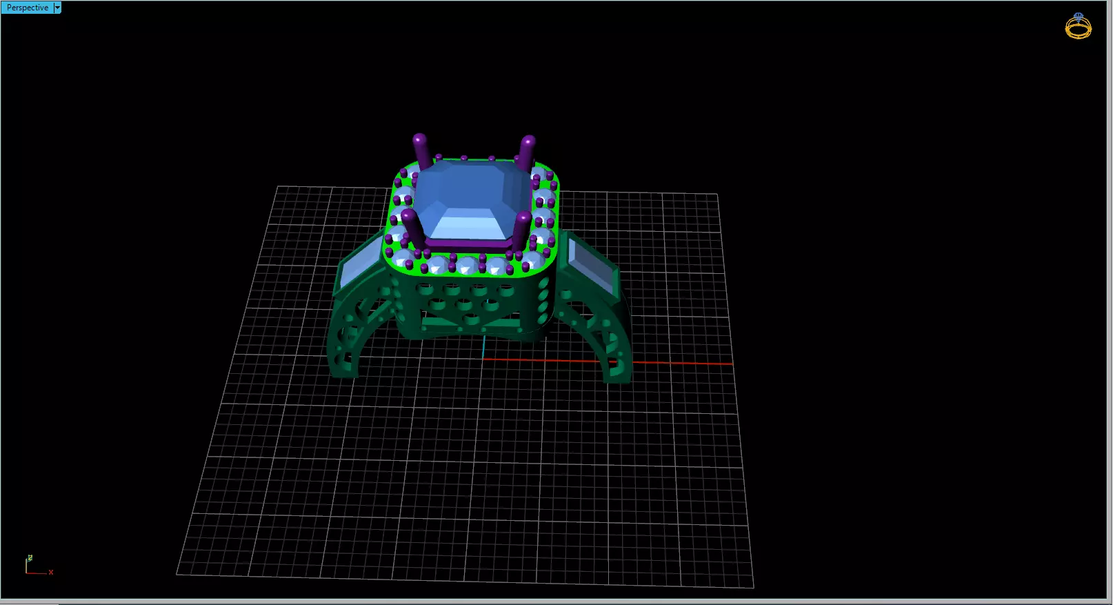 RIING emerald and diamond engagement ring 3D print model_0