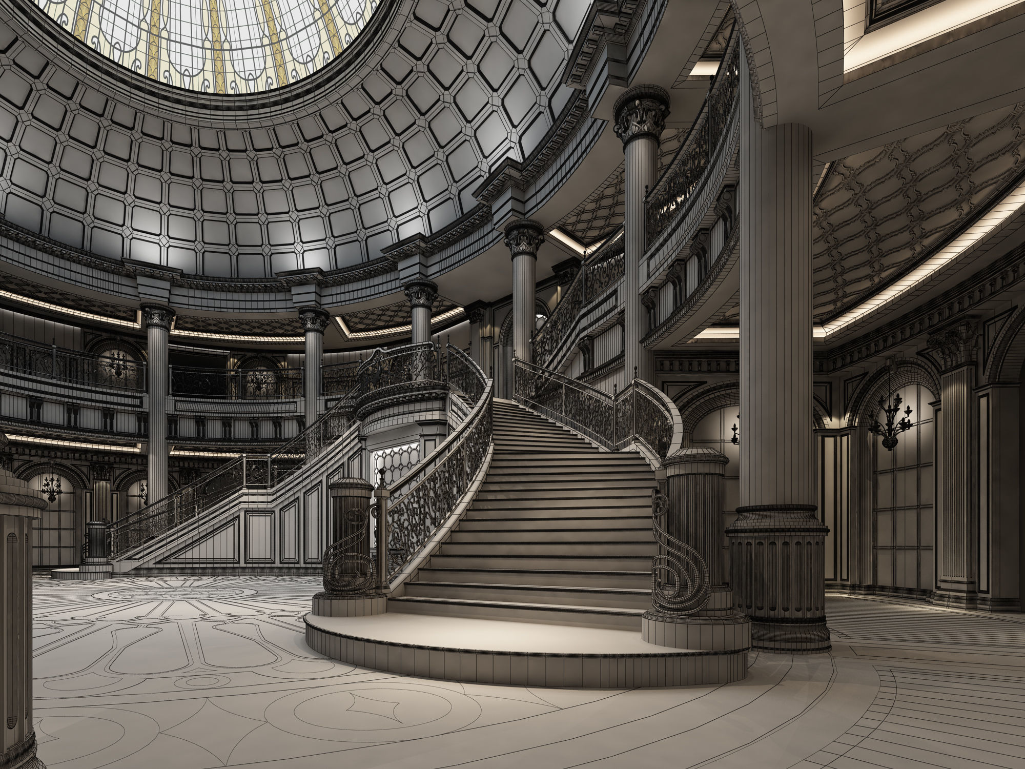 Palace Main Entrance Lobby 3D model_16