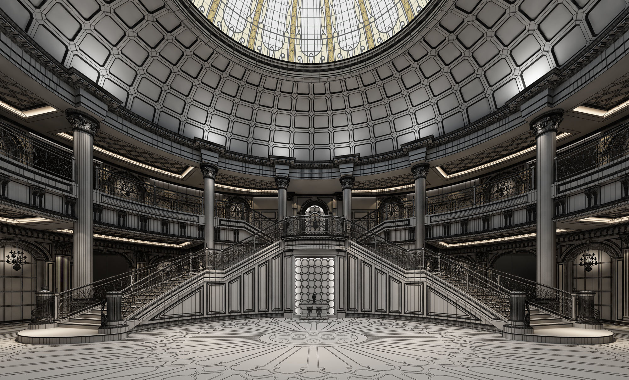 Palace Main Entrance Lobby 3D model_8