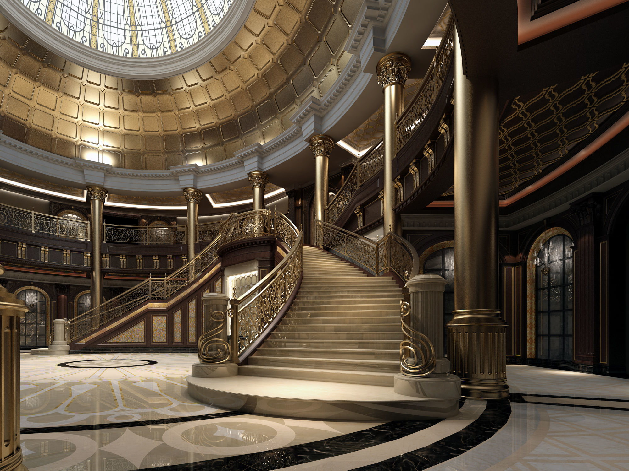 Palace Main Entrance Lobby 3D model_1