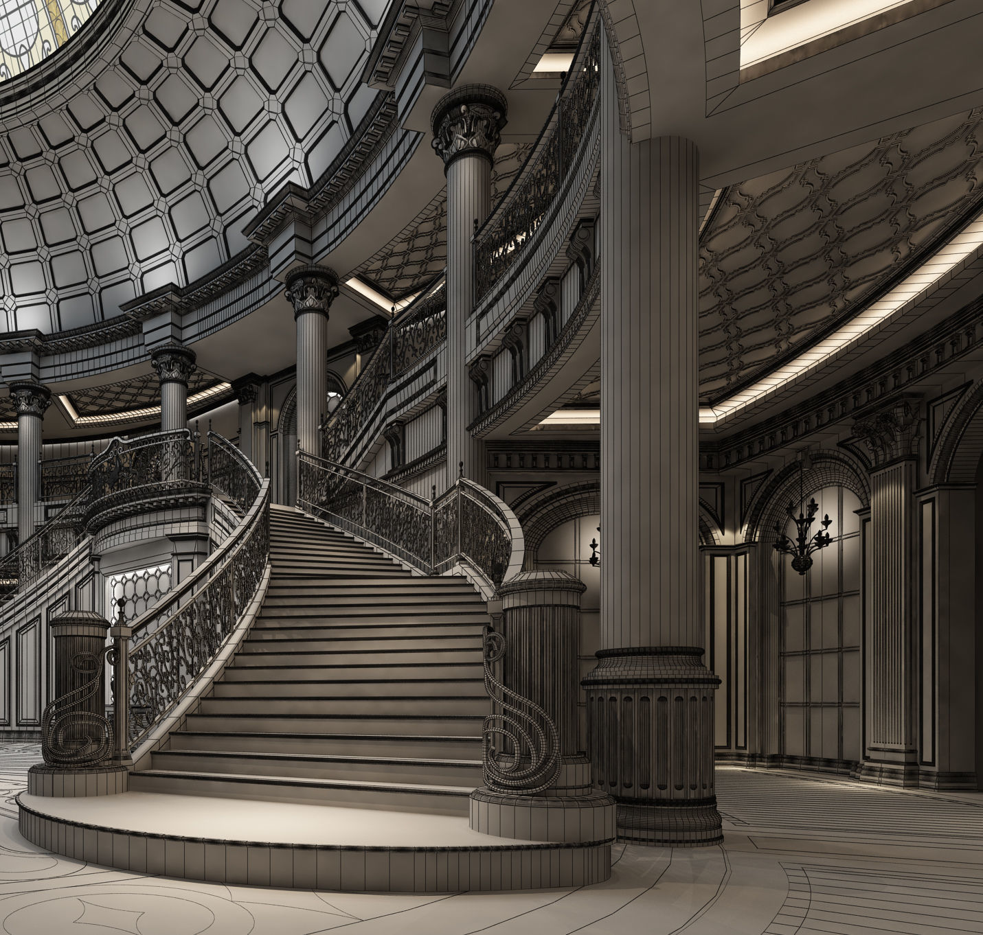 Palace Main Entrance Lobby 3D model_5